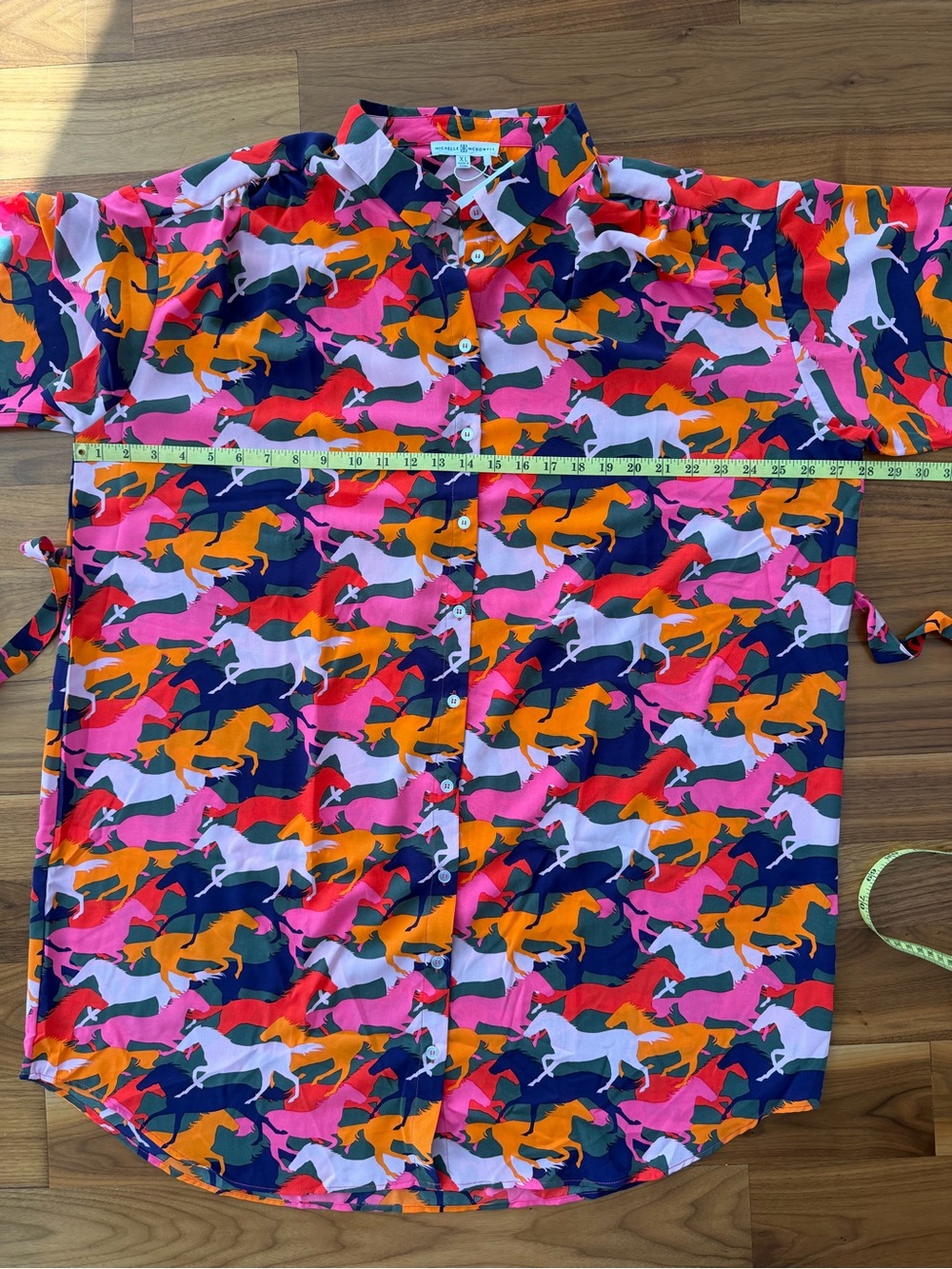 NWT Michelle McDowell Ronan Mane Event Multi Equestrian Shirt Dress Size XL Tie - Picture 9 of 16